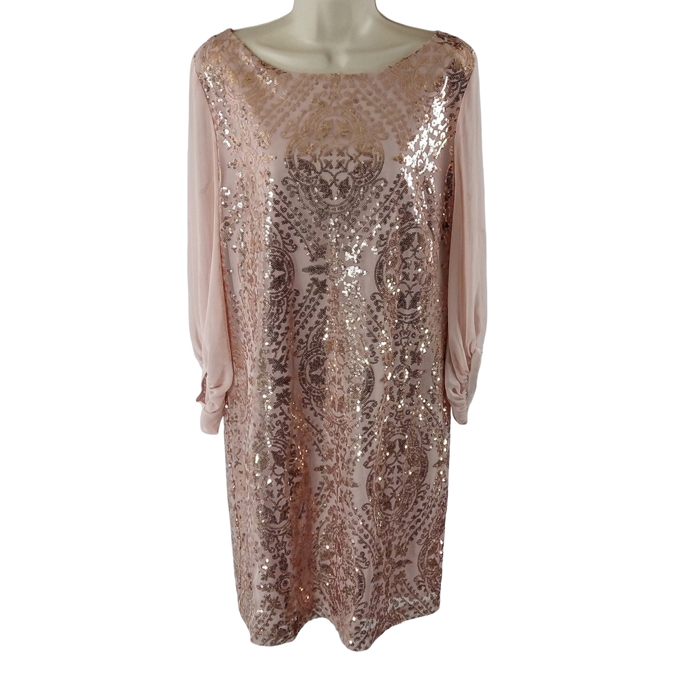 Eva Mendes Elegant Sequin Pink Dress